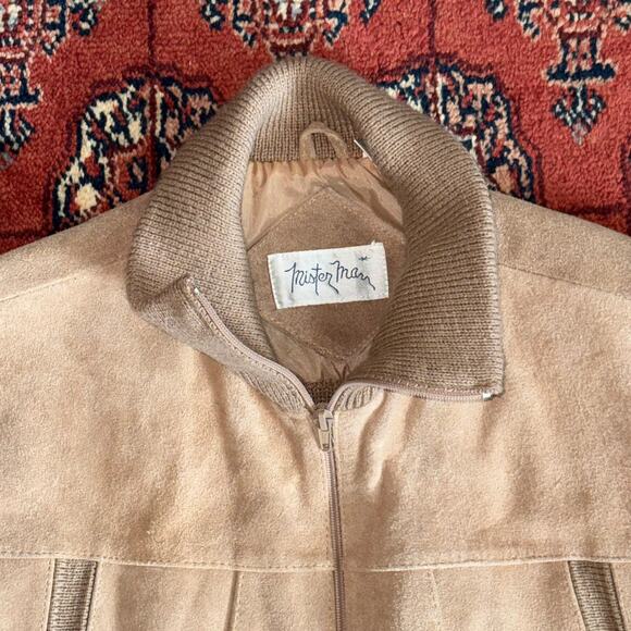 Mister Marr Men's M Vintage Tan Suede & Sweater Knit Jacket Full Zip - Picture 3 of 7